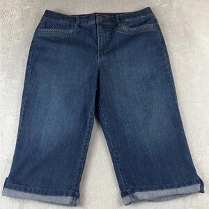 Gloria Vanderbilt Skimmer womens blue roll cuff denim cropped jeans size 14